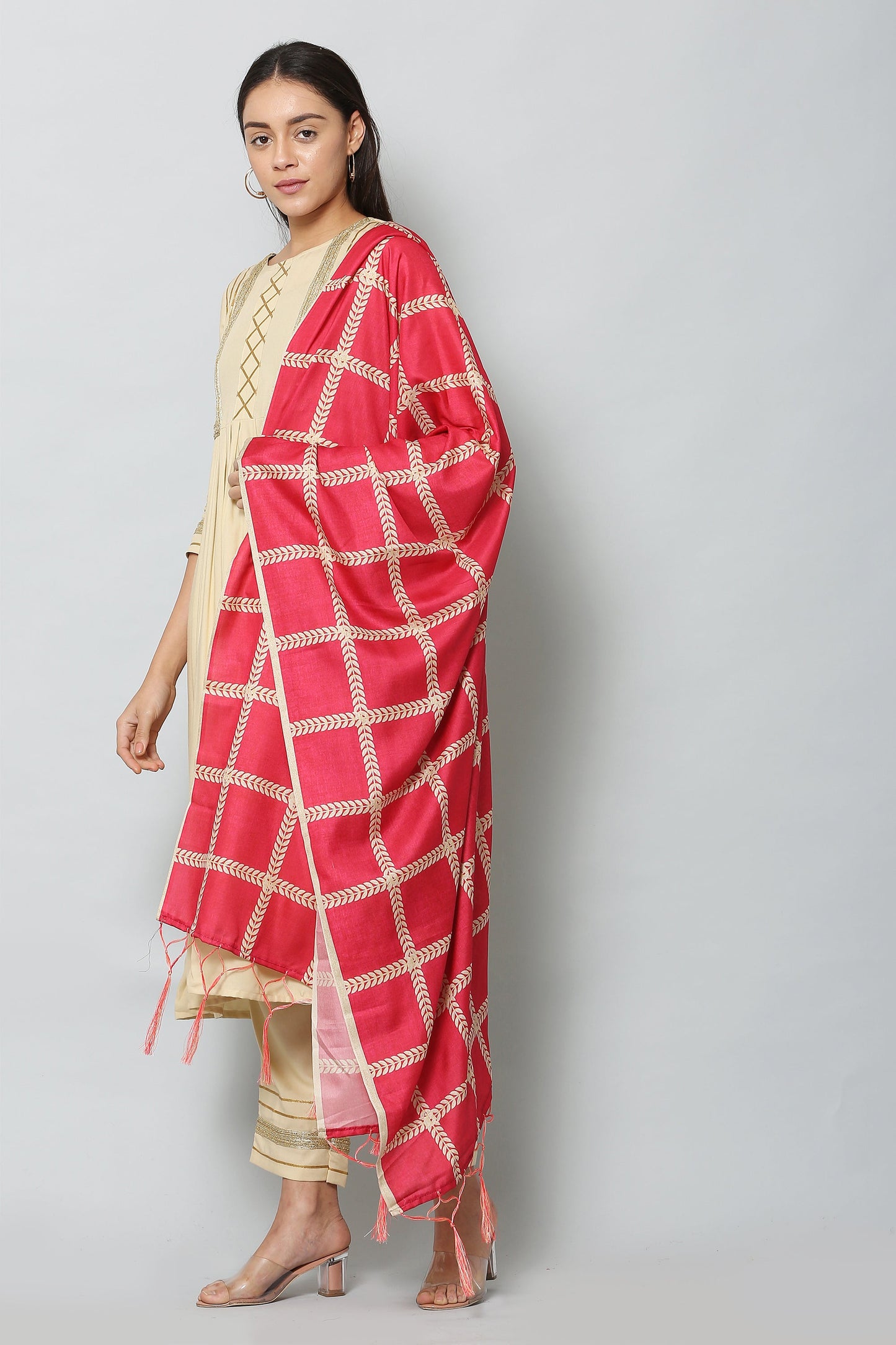 Women's Pink Color Art Silk Digital Printed Dupatta