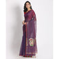 Women's Purple Cotton Silk Jamdani Saree