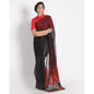 Women's Black Cotton Silk Jamdani Saree