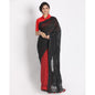 Women's Black Red Cotton Silk Jamdani Saree