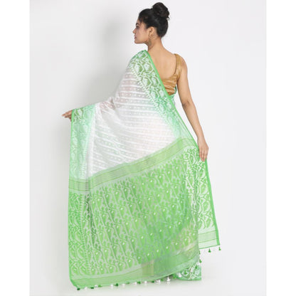 Women's White Cotton Silk Jamdani Saree