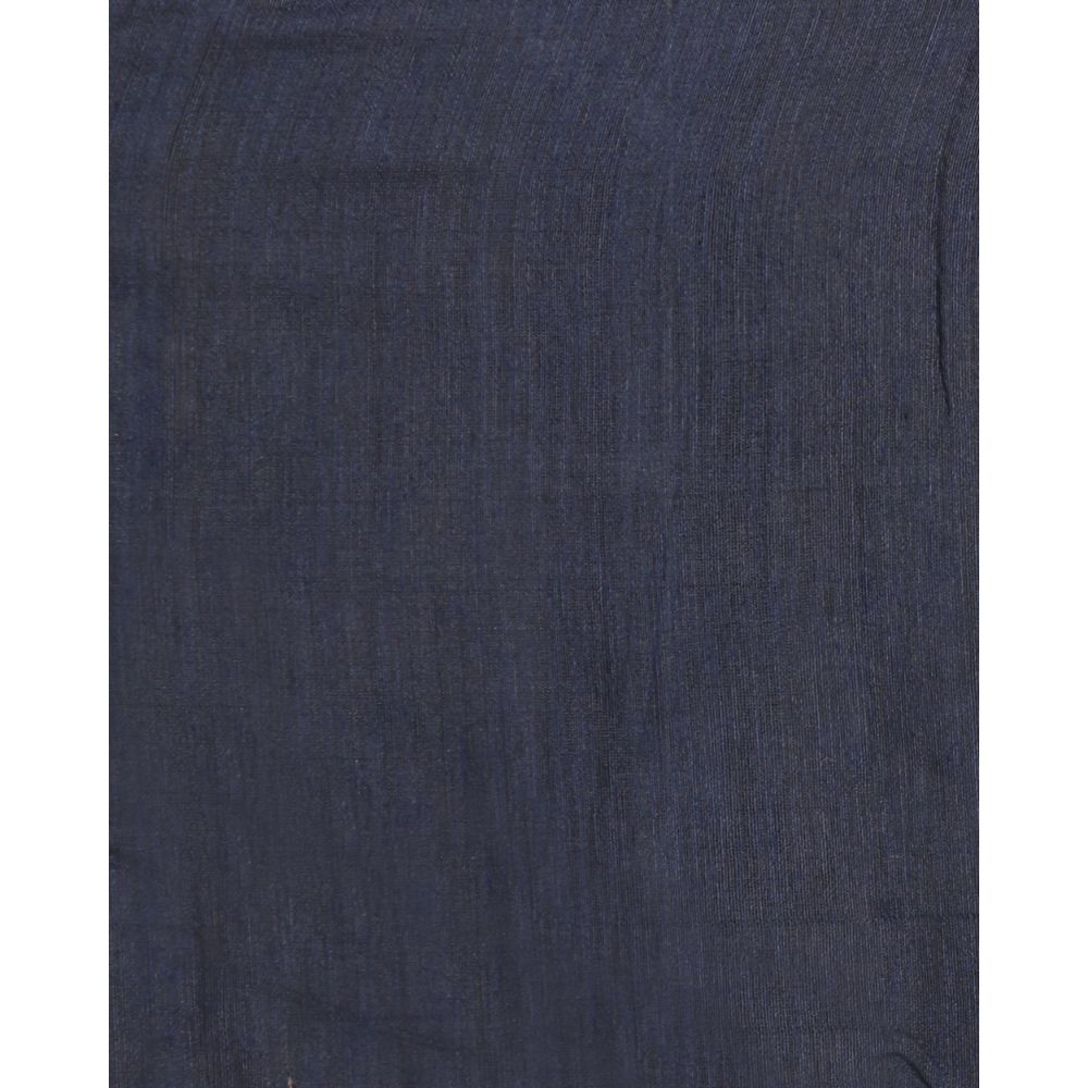 Women's Navy Blue Hand Woven Cotton Silk Jamdani Saree