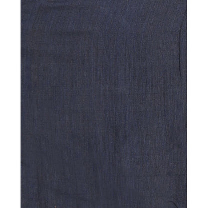 Women's Navy Blue Hand Woven Cotton Silk Jamdani Saree