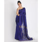 Women's Royel Blue Hand Woven Cotton Silk Jamdani Saree