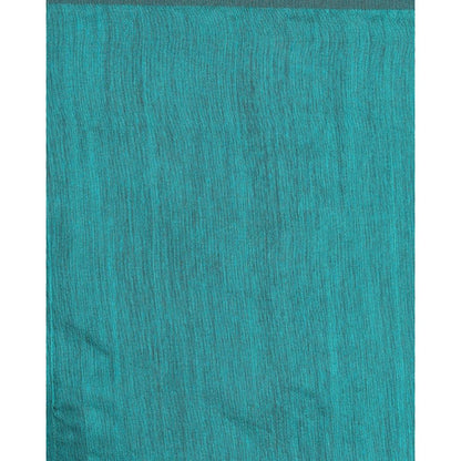 Women's Teal Hand Woven Cotton Silk Jamdani Saree