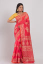 Women's Tometa Red Hand Woven Cotton Silk Printed Saree