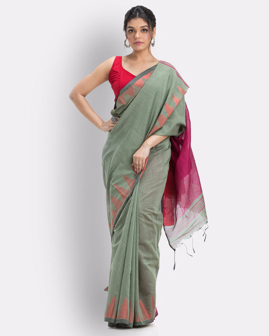 Women's Clay Cotton Blend Handloom Saree
