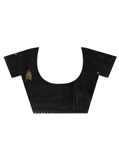 Women's Black Cotton Blend Handloom Saree