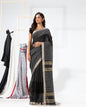 Women's Black Cotton Blend Handloom Saree