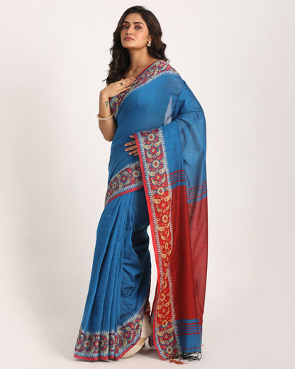 Women's Blue Handloom Handspun Cotton Saree