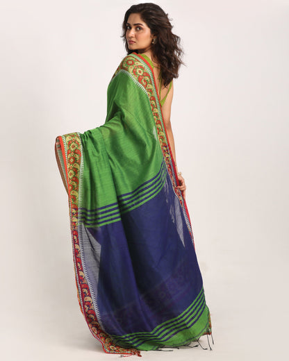 Women's Green Handloom Handspun Cotton Saree