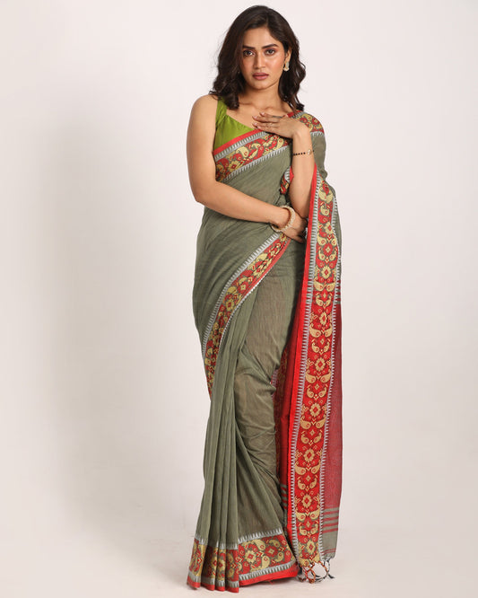 Women's Beige Handloom Handspun Cotton Saree