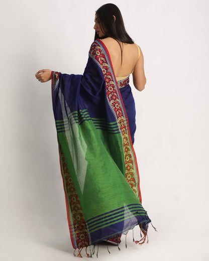 Women's Blue Handloom Handspun Cotton Saree