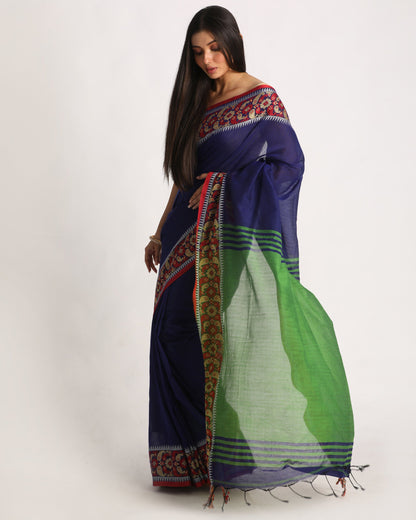 Women's Blue Handloom Handspun Cotton Saree