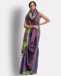 Women's Blue Hand Woven Cotton Blend Tissue Saree