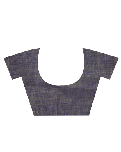 Women's Blue Hand Woven Cotton Blend Tissue Saree