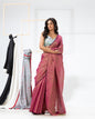 Women's Pink Hand Woven Cotton Blend Tissue Saree