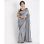 Women's Handspun Cotton Silver Grey Handloom Saree