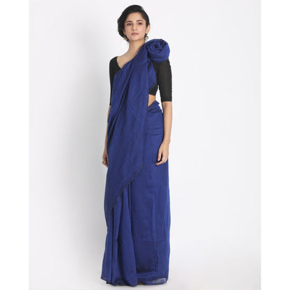 Women's Handspun Cotton Blue Handloom Saree