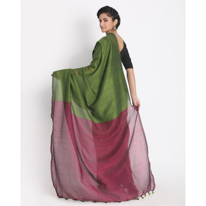 Women's Handspun Cotton Lime Handloom Saree