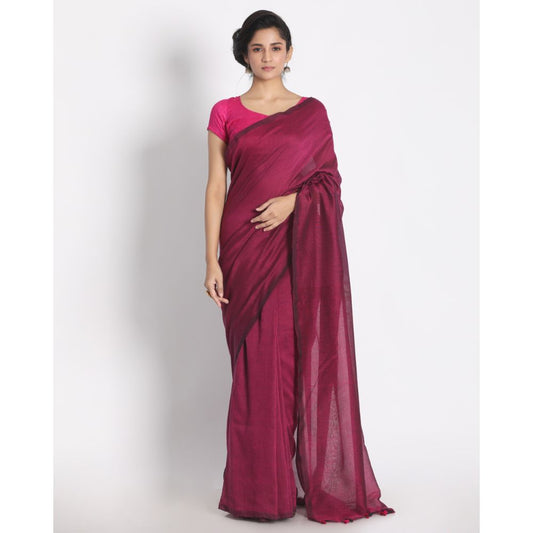 Women's Handspun Cotton Pink Handloom Saree