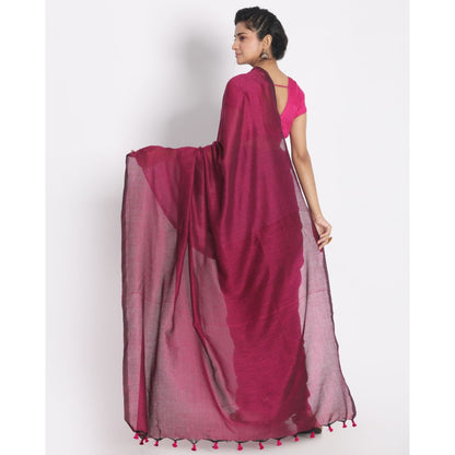Women's Handspun Cotton Pink Handloom Saree
