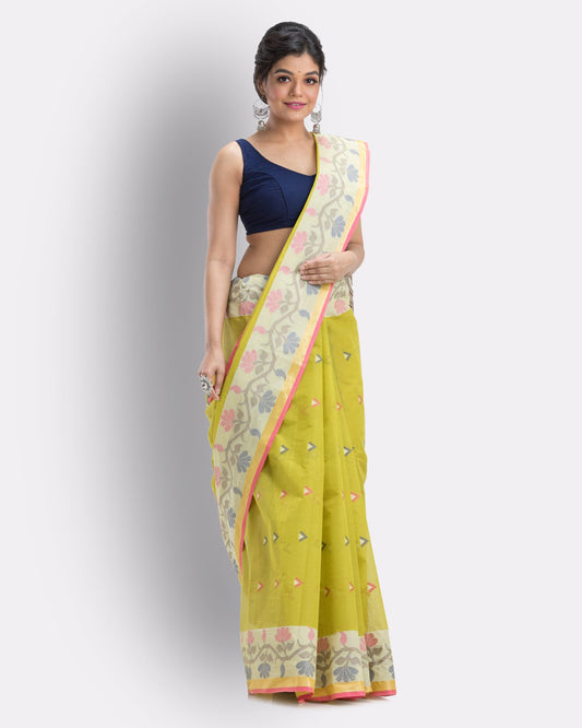 Women's Cotton Lemon Handloom Tant Saree