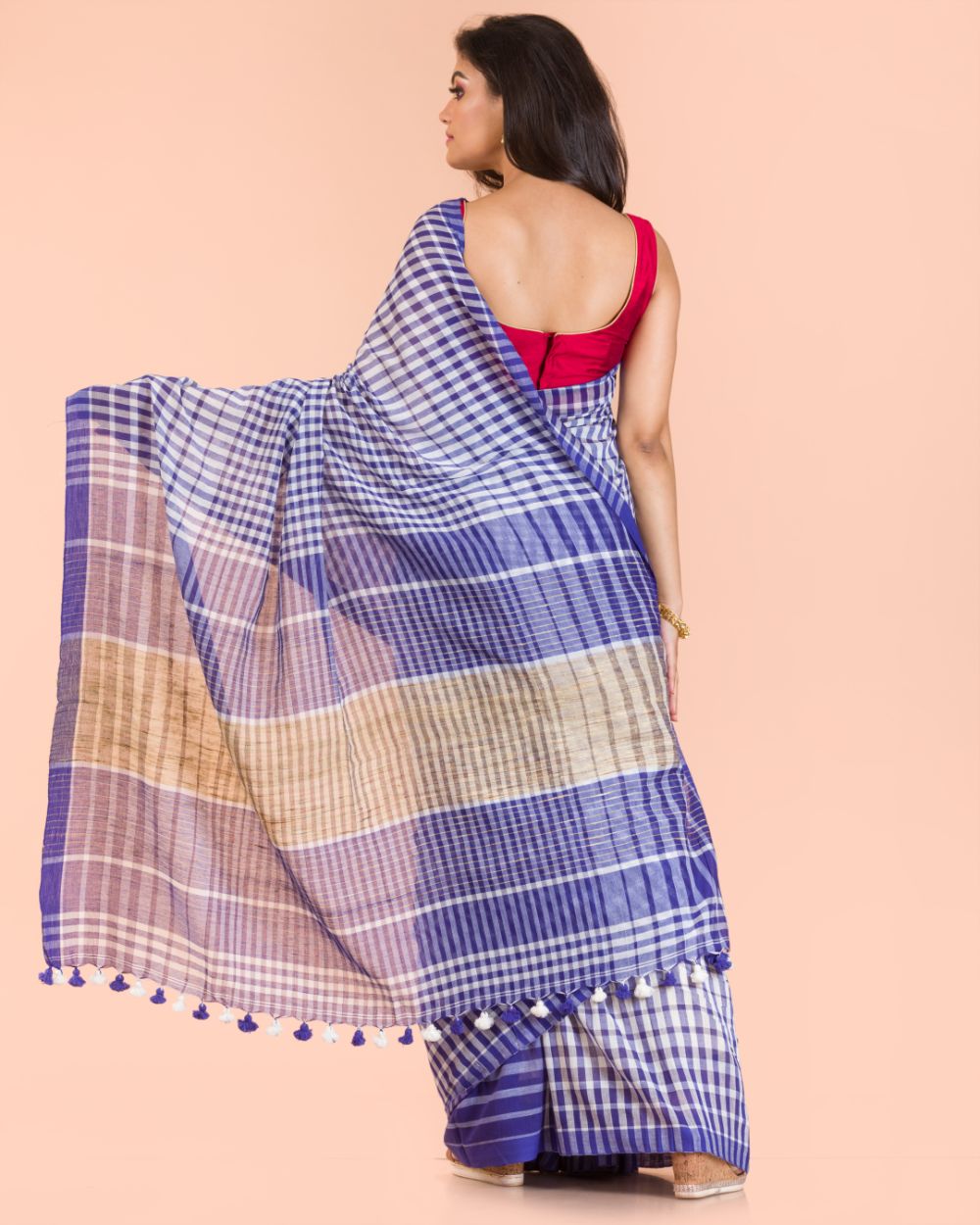Women's Blue Handloom Cotton Gamchha Saree