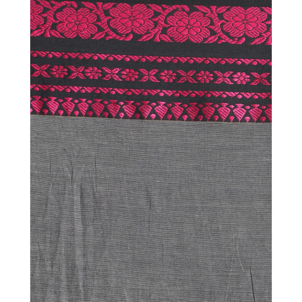 Women's Handspun Cotton Gray Handloom Begampuri Saree