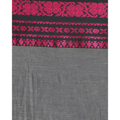 Women's Handspun Cotton Gray Handloom Begampuri Saree