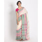 Women's Handspun Cotton White Handloom Begampuri Saree
