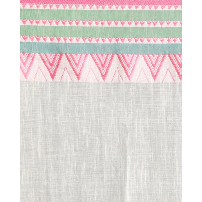 Women's Handspun Cotton White Handloom Begampuri Saree