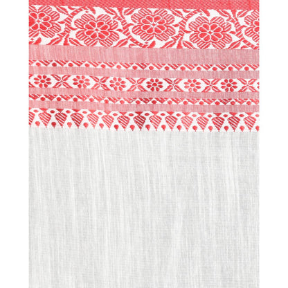 Women's Handspun Cotton White Handloom Begampuri Saree