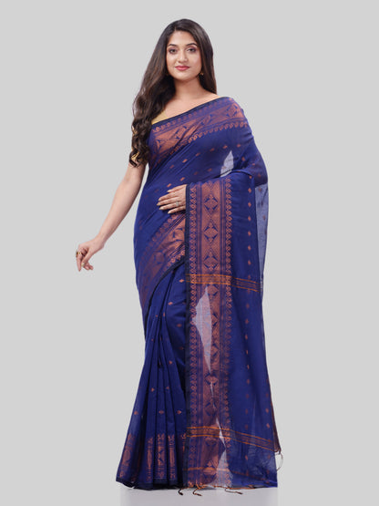 Women's Bengal Cotton Silk Handloom Saree Kohinoor Work With Blouse Piece