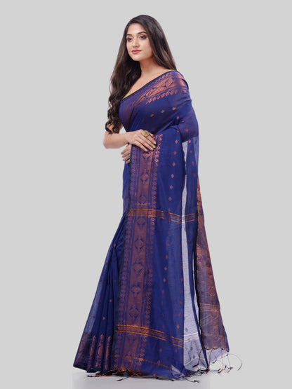 Women's Bengal Cotton Silk Handloom Saree Kohinoor Work With Blouse Piece