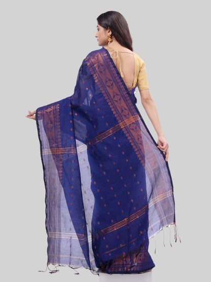 Women's Bengal Cotton Silk Handloom Saree Kohinoor Work With Blouse Piece