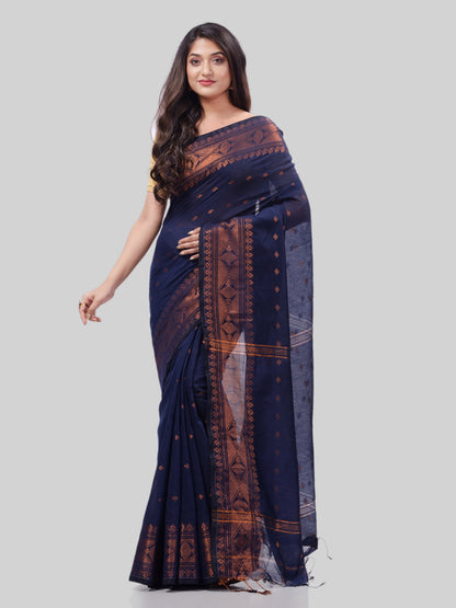 Women's Bengal Cotton Silk Handloom Saree Kohinoor Work With Blouse Piece