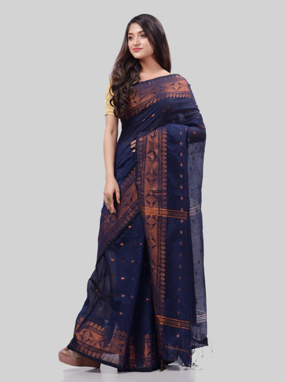Women's Bengal Cotton Silk Handloom Saree Kohinoor Work With Blouse Piece