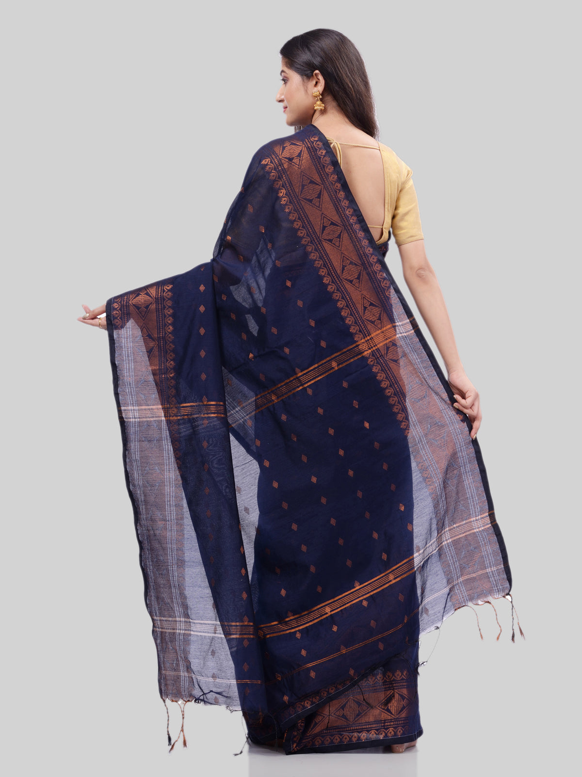 Women's Bengal Cotton Silk Handloom Saree Kohinoor Work With Blouse Piece