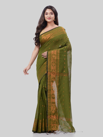 Women's Bengal Cotton Silk Handloom Saree Kohinoor Work With Blouse Piece