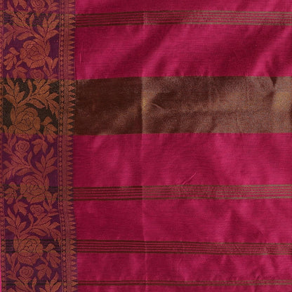 Women's Cotton Handloom Cotton Silk Saree Gulab Work With Blouse Piece