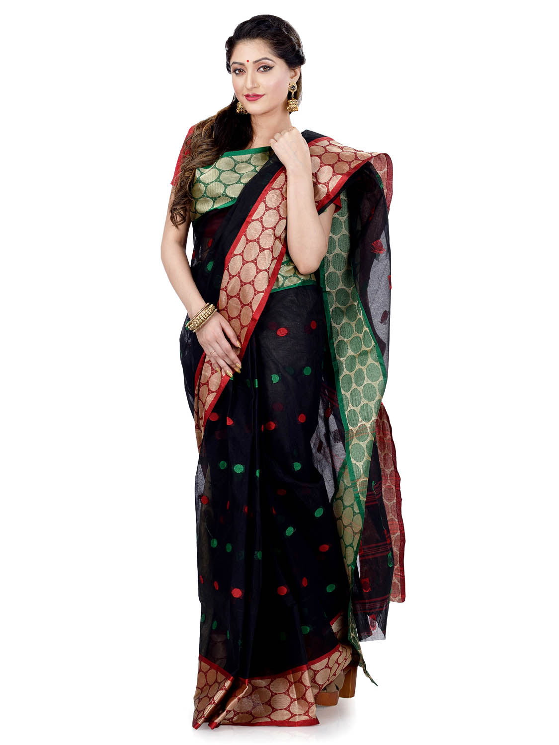 Women's Cotton Navy Blue Tant Saree