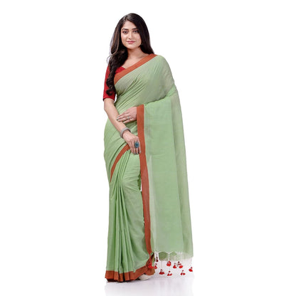 Women's Lime Green Handspun Cotton Handloom Saree