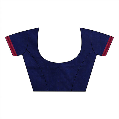 Women's Blue Handspun Cotton Handloom Saree