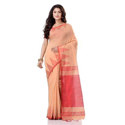 Women's Cotton Blend Beige Handloom Saree