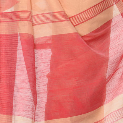 Women's Cotton Blend Beige Handloom Saree