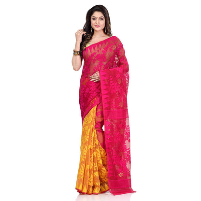 Women's Cotton Blend Handloom Jamdani Saree
