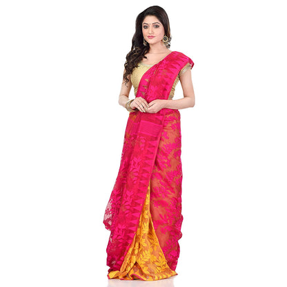 Women's Cotton Blend Handloom Jamdani Saree