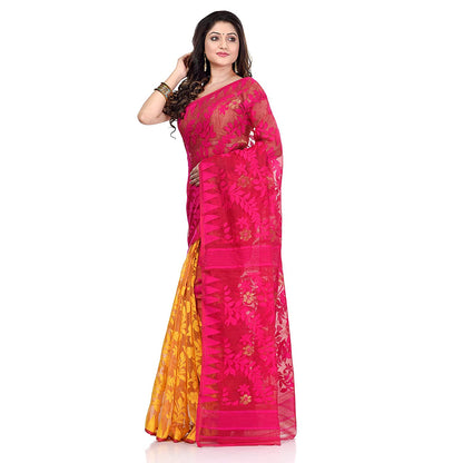 Women's Cotton Blend Handloom Jamdani Saree