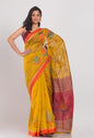 Women's Yellow Cotton Blend Handloom Jamdani Saree